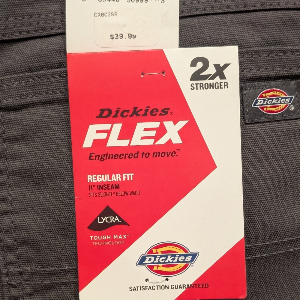 Dickies FLEX Men's Dark Charcoal Flat Front Work Shorts Size 32 - Picture 6 of 11